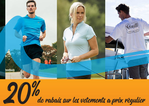 20 % DE RABAIS SUR TOUS LES VÊTEMENTS!!!